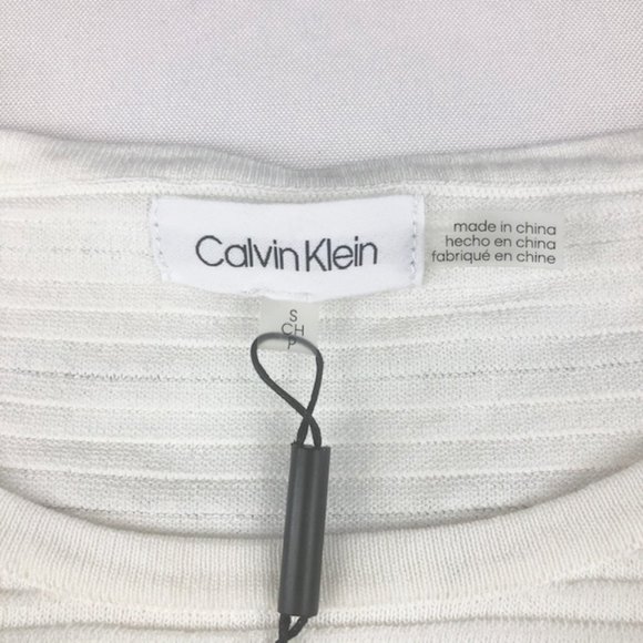 Calvin Klein Women's Knit Textured Striped White - Picture 4 of 4